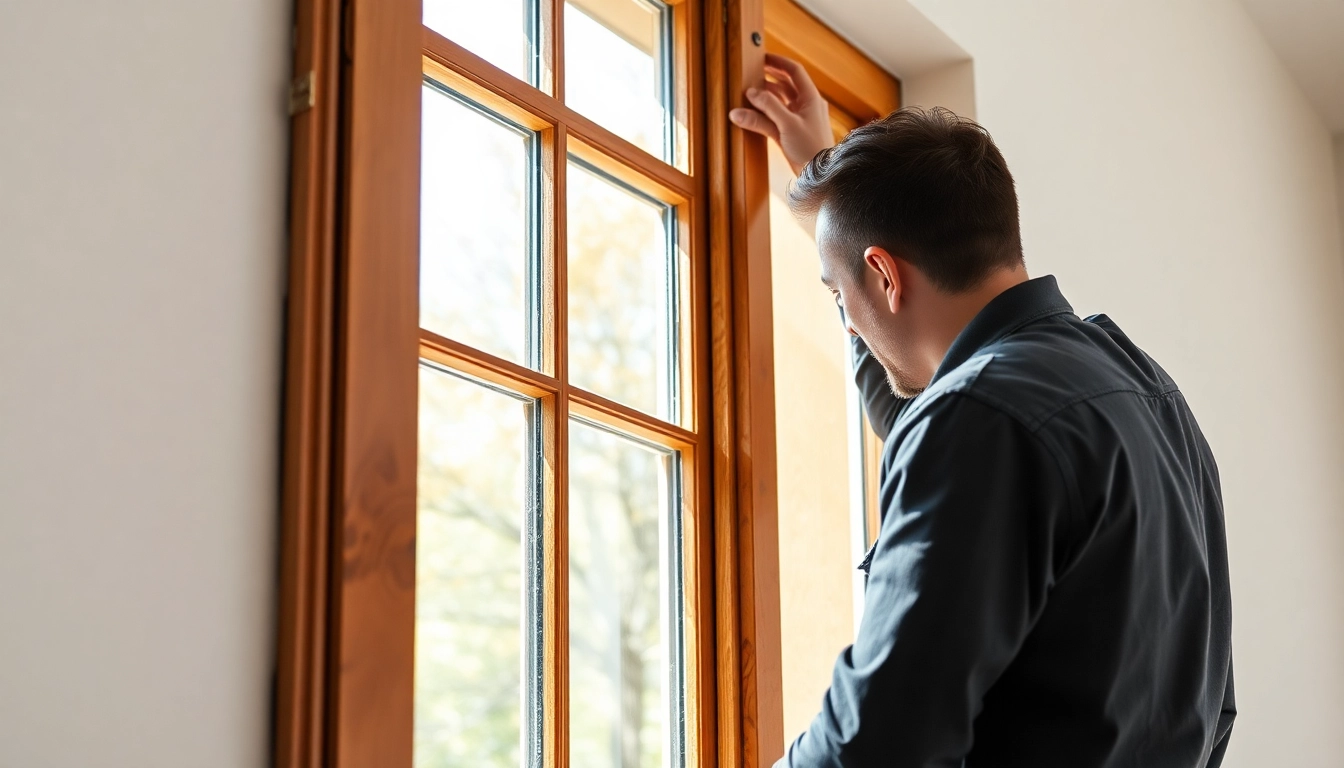 Professional performing sash window replacement in a classic home, emphasizing craftsmanship and modern techniques.