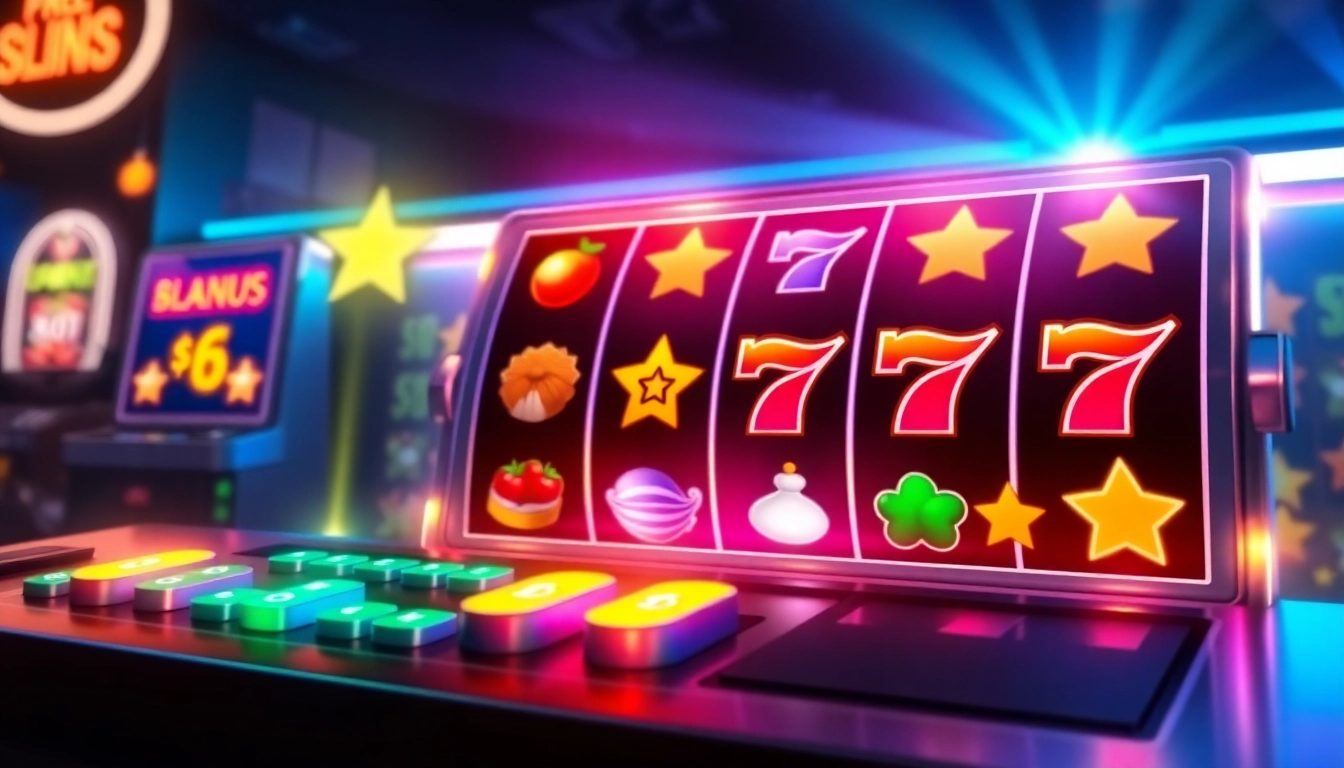 Ilustrasi game slot online dengan tema modern dan berwarna cerah