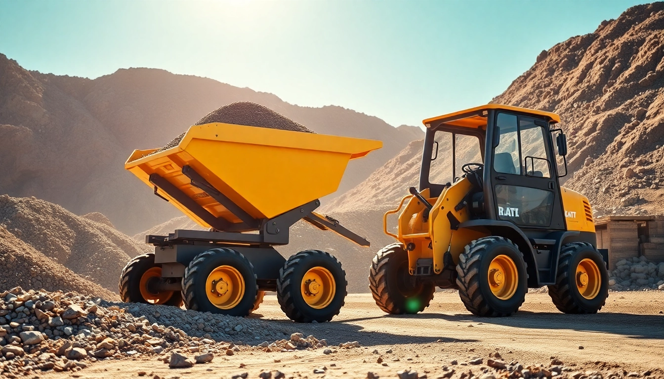 Efficient Dumper rental service showcasing a rugged mini dumper moving construction materials on-site
