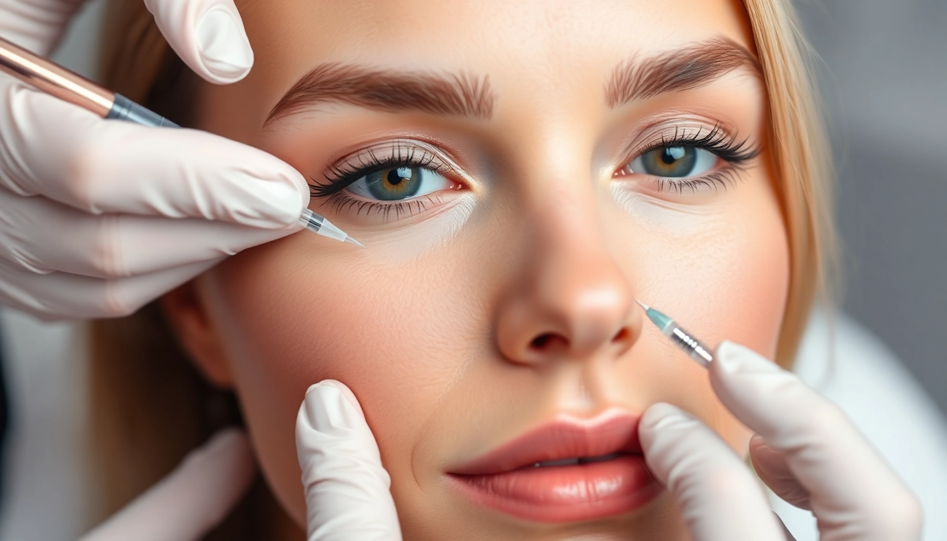 Botox Zürich treatment session showing a professional administering Botox to a patient’s forehead for wrinkle reduction.