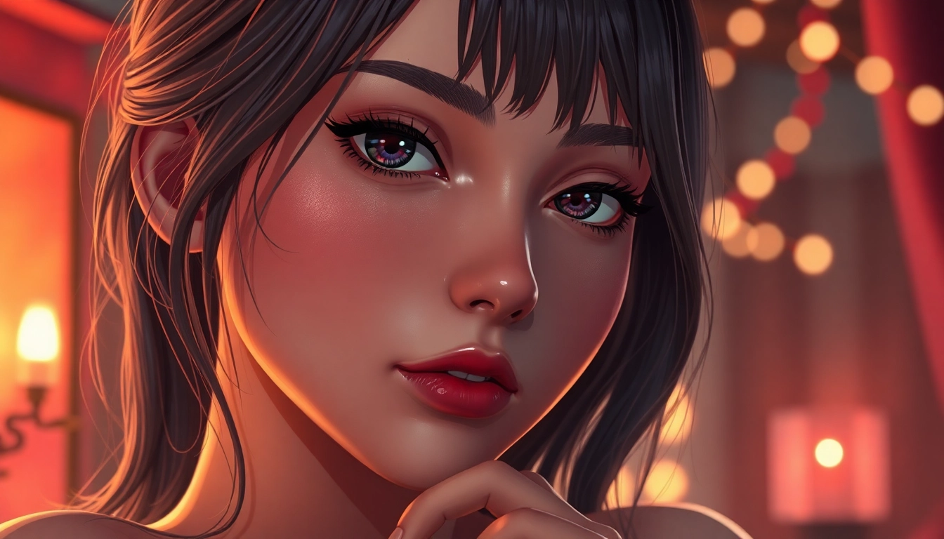A realistic, close-up scene of an AI character in a cozy, intimate setting with warm lighting and expressive details.