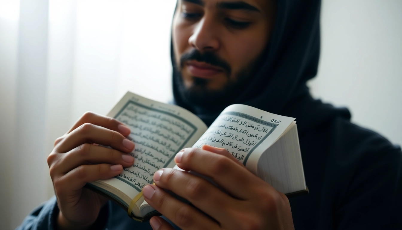 Learn Quran leren uitspreken with clear pronunciation guidance, expressive gestures, and focused study setup for effective learning.