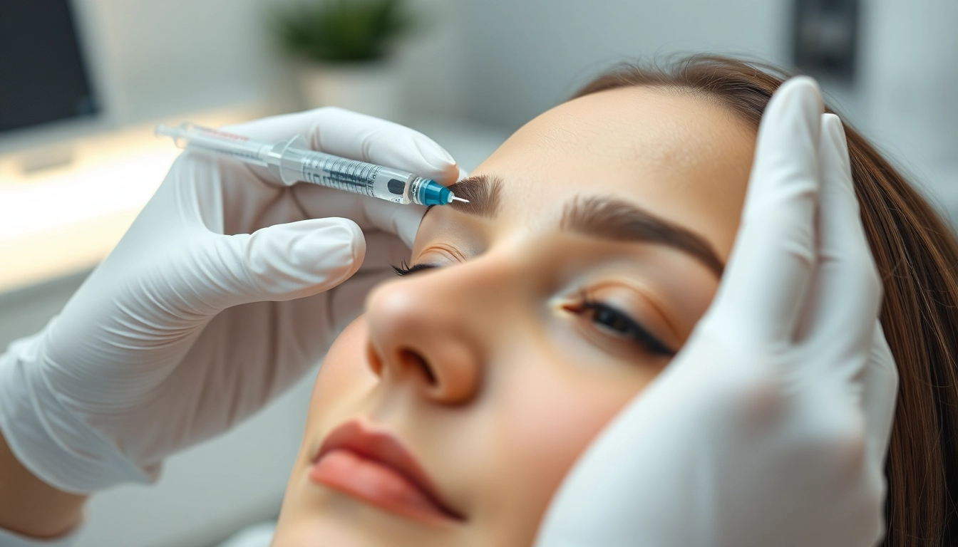 Professionelle Botox Behandlung in Zürich: Ein Arzt spritzt präzise in die Stirn für jugendliches Aussehen.