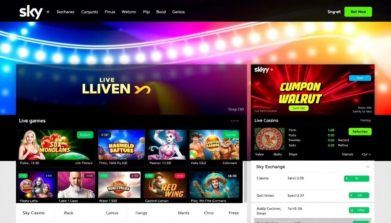 Engaging Sky Exchange live casino platform with colorful gameplay and betting options to attract users.