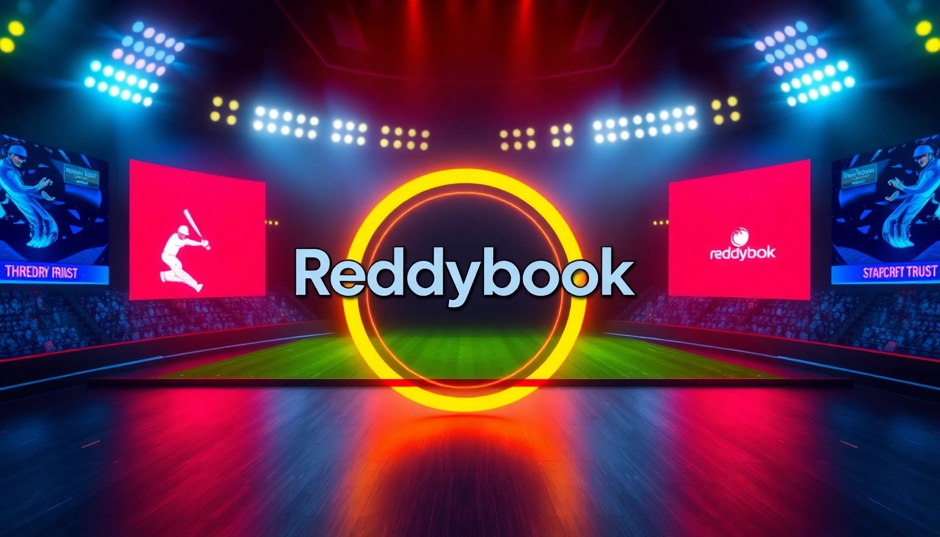 Reddybook platform featuring sports betting icons, illustrating trusted online cricket betting with vibrant visuals for easy engagement.
