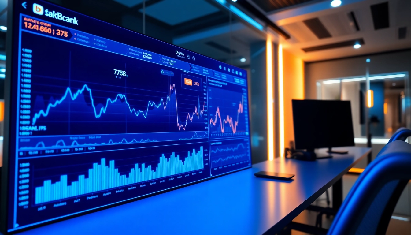 Cryptocurrency news update with dynamic charts and blockchain icons showing latest digital currency trends.