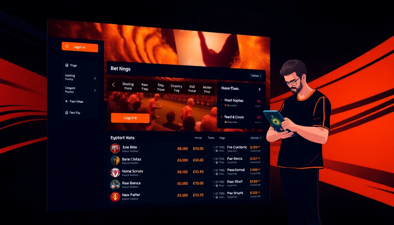 Fairplay logo on a modern sports betting platform interface with vibrant orange and black themes, highlighting login and betting features.
