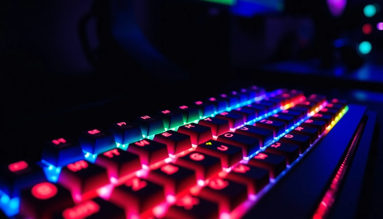 Gaming keyboards with vivid RGB backlighting highlighted in a professional gaming environment for high performance and style.
