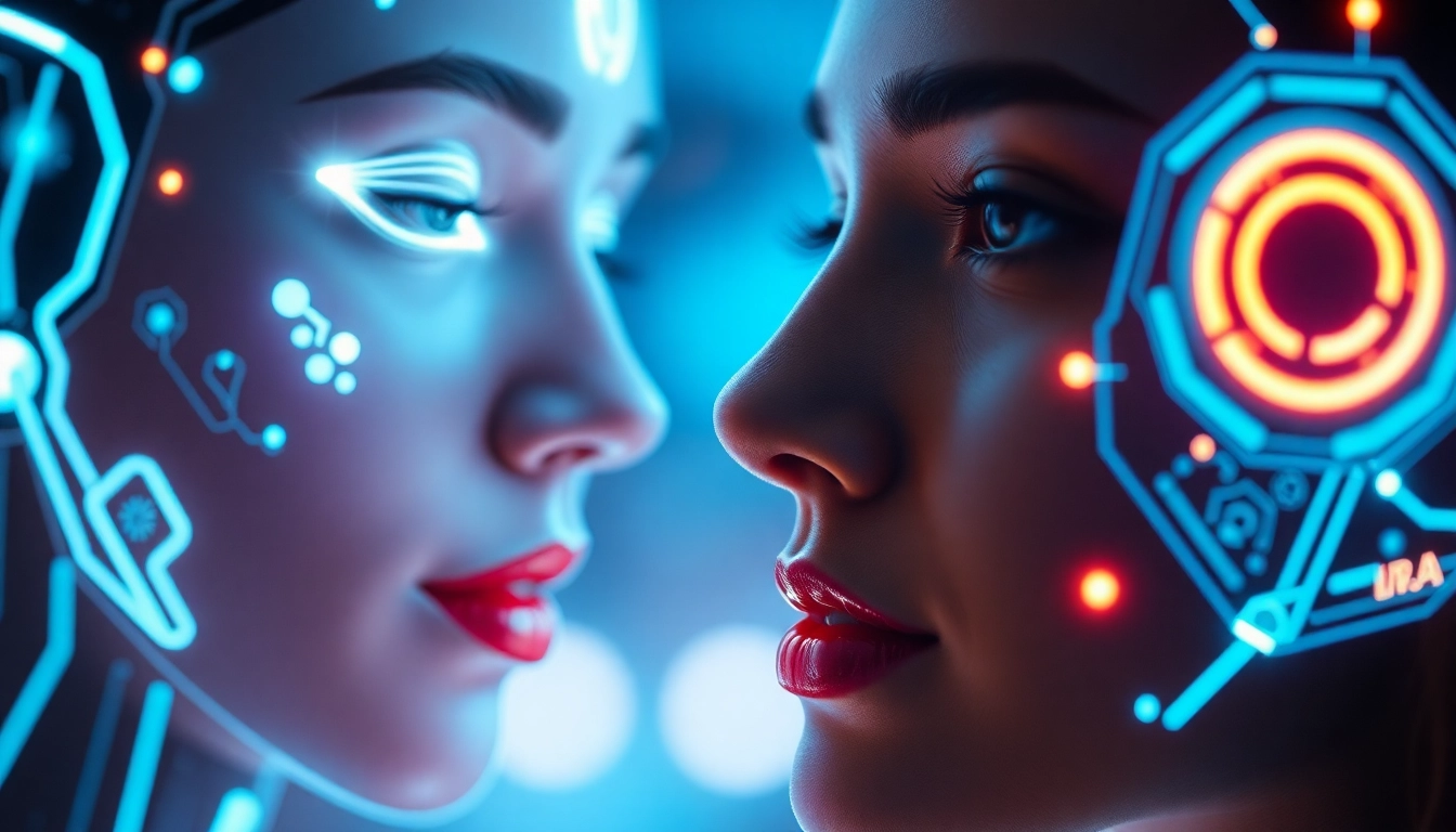AI girlfriend engaging in a heartfelt conversation with a user, emphasizing emotional connection and advanced AI features.