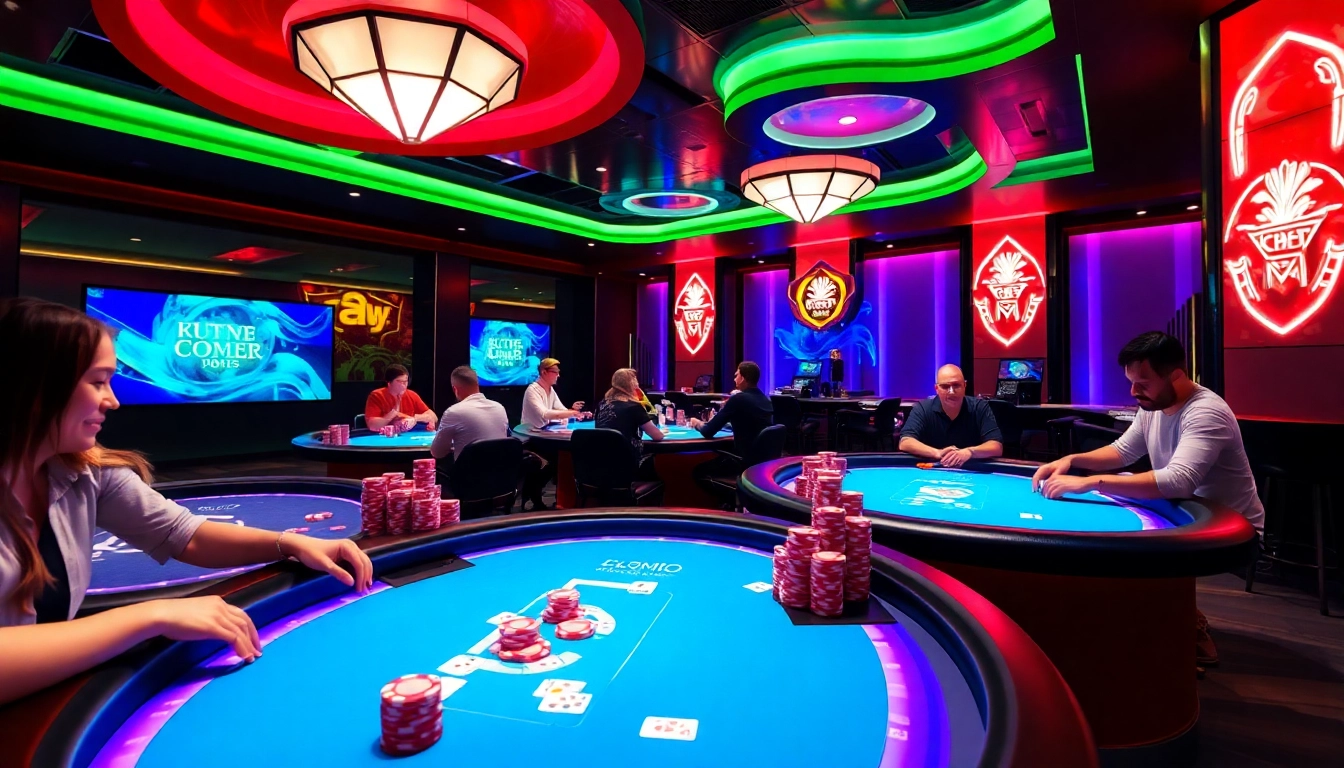 Best pokerbros clubs showcased in a lively digital poker room with players enjoying action at online tables.