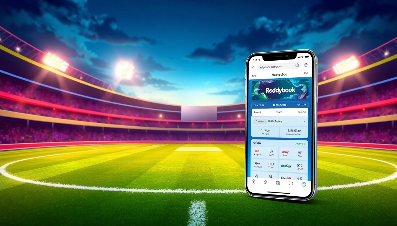 Reddybook online betting platform showcasing cricket betting with user-friendly interface and energetic design for sports fans.
