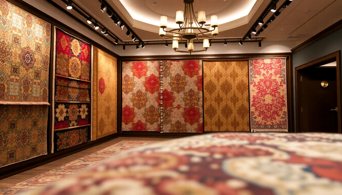 Professionally handwoven Tappeti a Milano displayed on a stylish showroom floor with rich