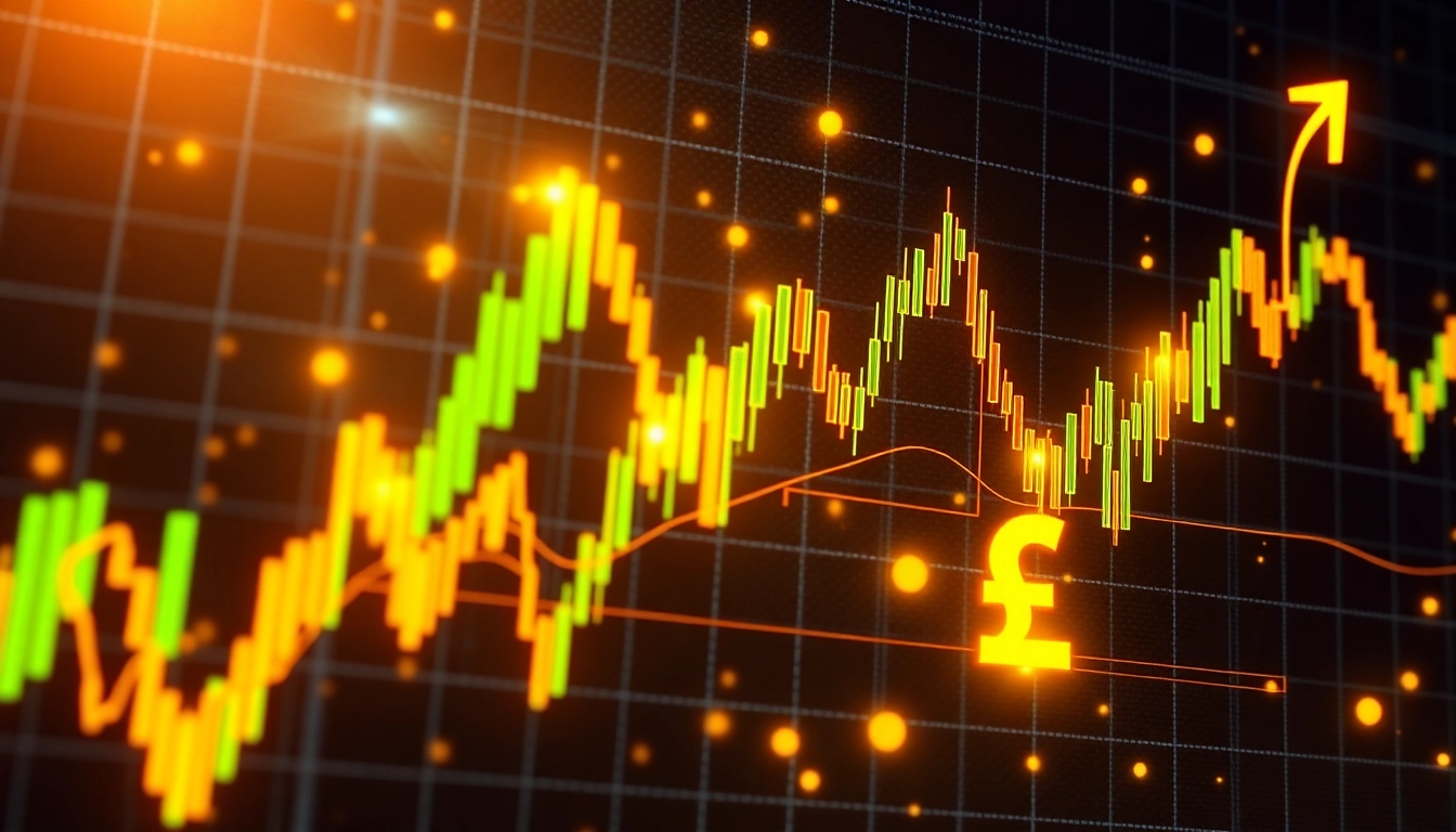Trading News updates showing stock charts, gold, and currency symbols for market analysis and