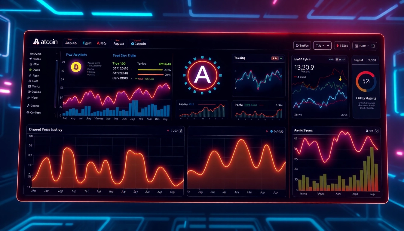 Visual representation of aicoin market analysis on a modern digital dashboard with vibrant